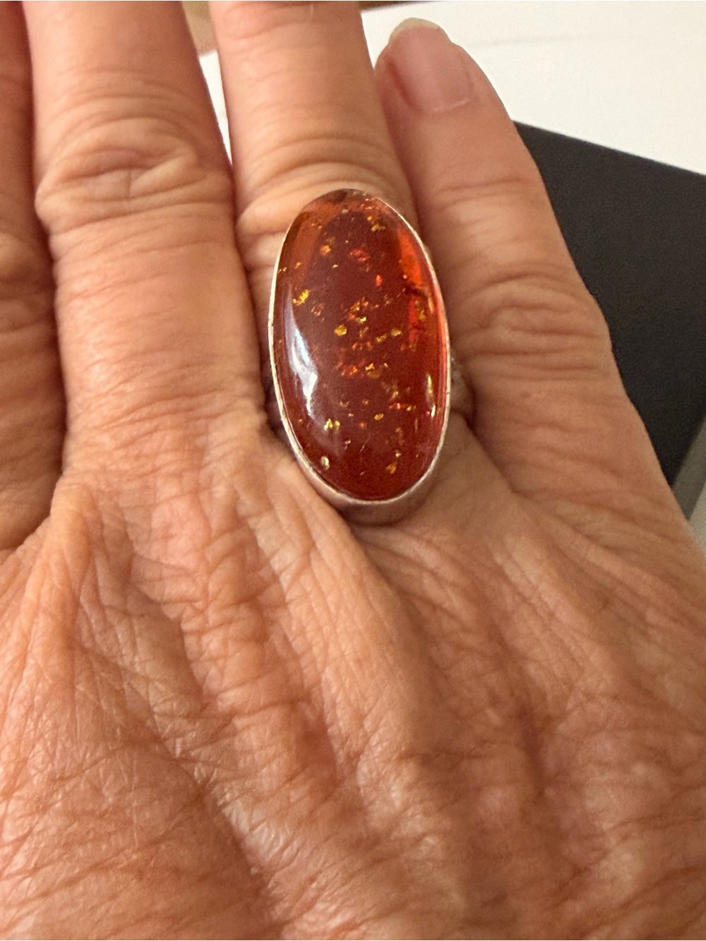 Amber Sterling silver Ring Size 8